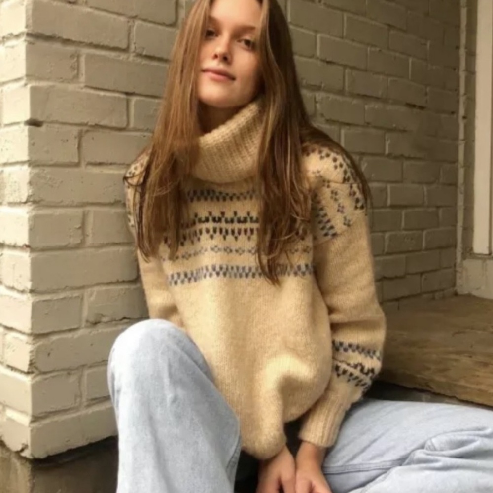 Madewell Somervell Fair Isle Turtleneck Cowl Neck Oversized Boxy Sweater